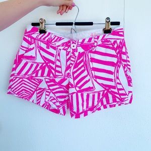Bright pink patterned shorts